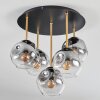 Ripoll ceiling light, globe light brass, black, 5-light sources