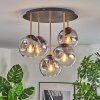 Ripoll ceiling light, globe light brass, black, 5-light sources