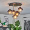 Koyoto ceiling light, globe light 45 cm brass, black, 5-light sources
