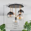 Koyoto ceiling light, globe light 45 cm brass, black, 5-light sources