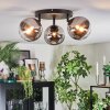 Chehalis ceiling light, globe light 49 cm chrome, clear, Smoke-coloured, 3-light sources