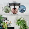 Chehalis ceiling light, globe light blue, green, coppery, 3-light sources