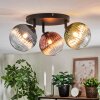 Chehalis ceiling light, globe light blue, green, clear, coppery, 3-light sources