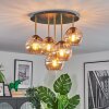 Koyoto ceiling light, globe light 45 cm brass, black, 5-light sources