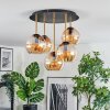 Koyoto ceiling light, globe light 45 cm brass, black, 5-light sources