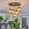 Koyoto ceiling light, globe light 45 cm brass, black, 5-light sources