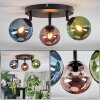 Chehalis ceiling light, globe light 44 cm blue, green, coppery, 3-light sources