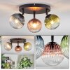 Chehalis ceiling light, globe light blue, green, clear, coppery, 3-light sources