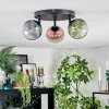 Chehalis ceiling light, globe light blue, green, clear, coppery, 3-light sources