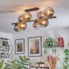 Ripoll ceiling light, globe light gold, black, 8-light sources