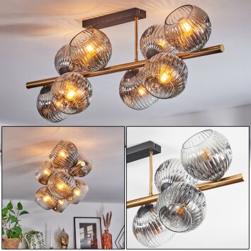 Ripoll ceiling light, globe light gold, black, 8-light sources