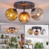 Ripoll ceiling light, globe light gold, clear, coppery, Smoke-coloured, 3-light sources