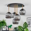 Ripoll ceiling light, globe light brass, black, 5-light sources