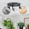 Chehalis ceiling light, globe light 25 cm Amber, clear, Smoke-coloured, 3-light sources