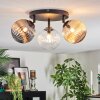 Chehalis ceiling light, globe light 25 cm Amber, clear, Smoke-coloured, 3-light sources