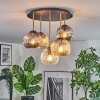 Ripoll ceiling light, globe light brass, black, 5-light sources