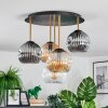 Ripoll ceiling light, globe light brass, black, 5-light sources