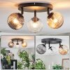 Chehalis ceiling light, globe light 44 cm Amber, clear, Smoke-coloured, 3-light sources