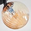 Chehalis ceiling light, globe light 44 cm Amber, clear, Smoke-coloured, 3-light sources