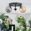 Chehalis ceiling light, globe light 44 cm Amber, clear, Smoke-coloured, 3-light sources