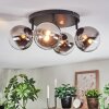 Chehalis ceiling light, globe light chrome, clear, Smoke-coloured, 4-light sources