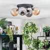Chehalis ceiling light, globe light Amber, Smoke-coloured, 4-light sources