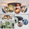 Chehalis ceiling light, globe light 30 cm blue, green, coppery, 4-light sources