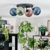 Chehalis ceiling light, globe light 30 cm blue, green, coppery, 4-light sources