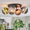 Chehalis ceiling light, globe light blue, green, coppery, Smoke-coloured, 4-light sources