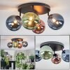 Chehalis ceiling light, globe light blue, green, coppery, 4-light sources