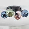 Chehalis ceiling light, globe light blue, green, coppery, 4-light sources