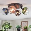 Chehalis ceiling light, globe light blue, chrome, green, clear, coppery, Smoke-coloured, 4-light sources