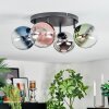 Chehalis ceiling light, globe light blue, chrome, green, clear, coppery, Smoke-coloured, 4-light sources
