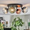 Chehalis ceiling light, globe light blue, green, clear, coppery, 4-light sources