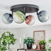 Chehalis ceiling light, globe light blue, green, clear, coppery, 4-light sources