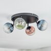 Chehalis ceiling light, globe light blue, green, clear, coppery, 4-light sources