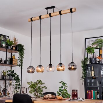 Ripoll hanging light, globe light, pendant light Ecru, black, 5-light sources