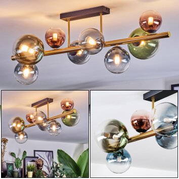 Chehalis ceiling light, globe light gold, black, 8-light sources