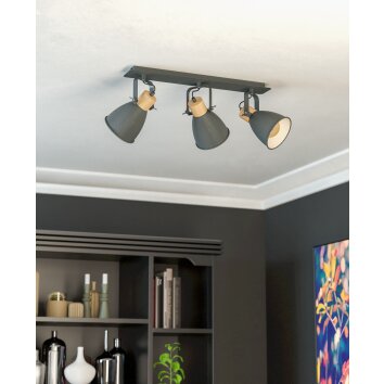 Eglo lights COSWARTH ceiling light, ceiling spotlight anthracite, brown, Opal white