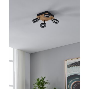 Eglo lights RIELVES ceiling light, ceiling spotlight LED brown, black
