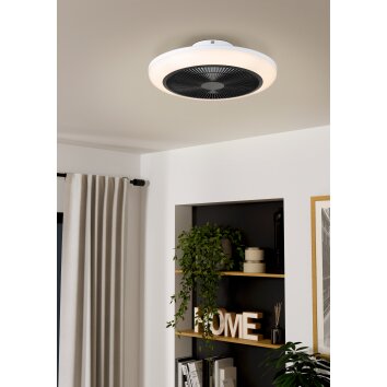 Eglo lights mit Ceiling fan light LED black, white, Remote control