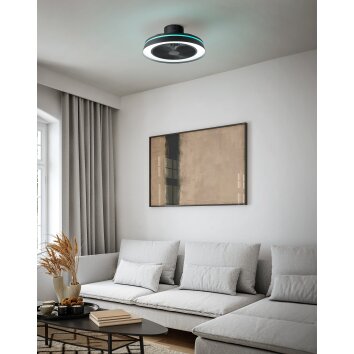 Eglo lights mit Ceiling fan light LED black, Remote control, Colour changer
