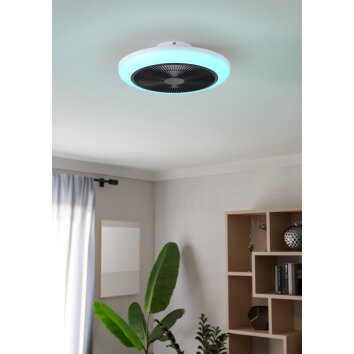 Eglo lights mit Ceiling fan light LED black, white, Remote control, Colour changer