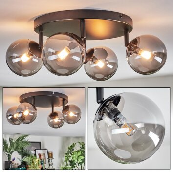 Chehalis ceiling light, globe light Smoke-coloured, 4-light sources