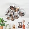 Gastor ceiling light, globe light gold, black, 10-light sources
