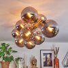Gastor ceiling light, globe light gold, black, 10-light sources