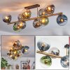 Gastor ceiling light, globe light gold, black, 10-light sources