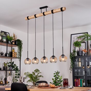 Ripoll hanging light, globe light, pendant light Ecru, black, 5-light sources