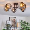 Ripoll ceiling light, globe light chrome, Smoke-coloured, 6-light sources