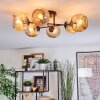 Ripoll ceiling light, globe light Amber, 6-light sources